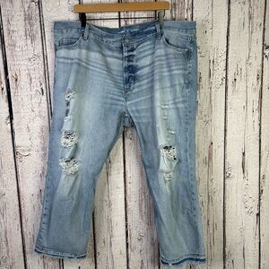 Old Navy Plus Size 22 High-Rise Slouchy Straight Jeans Cropped Length Button Fly